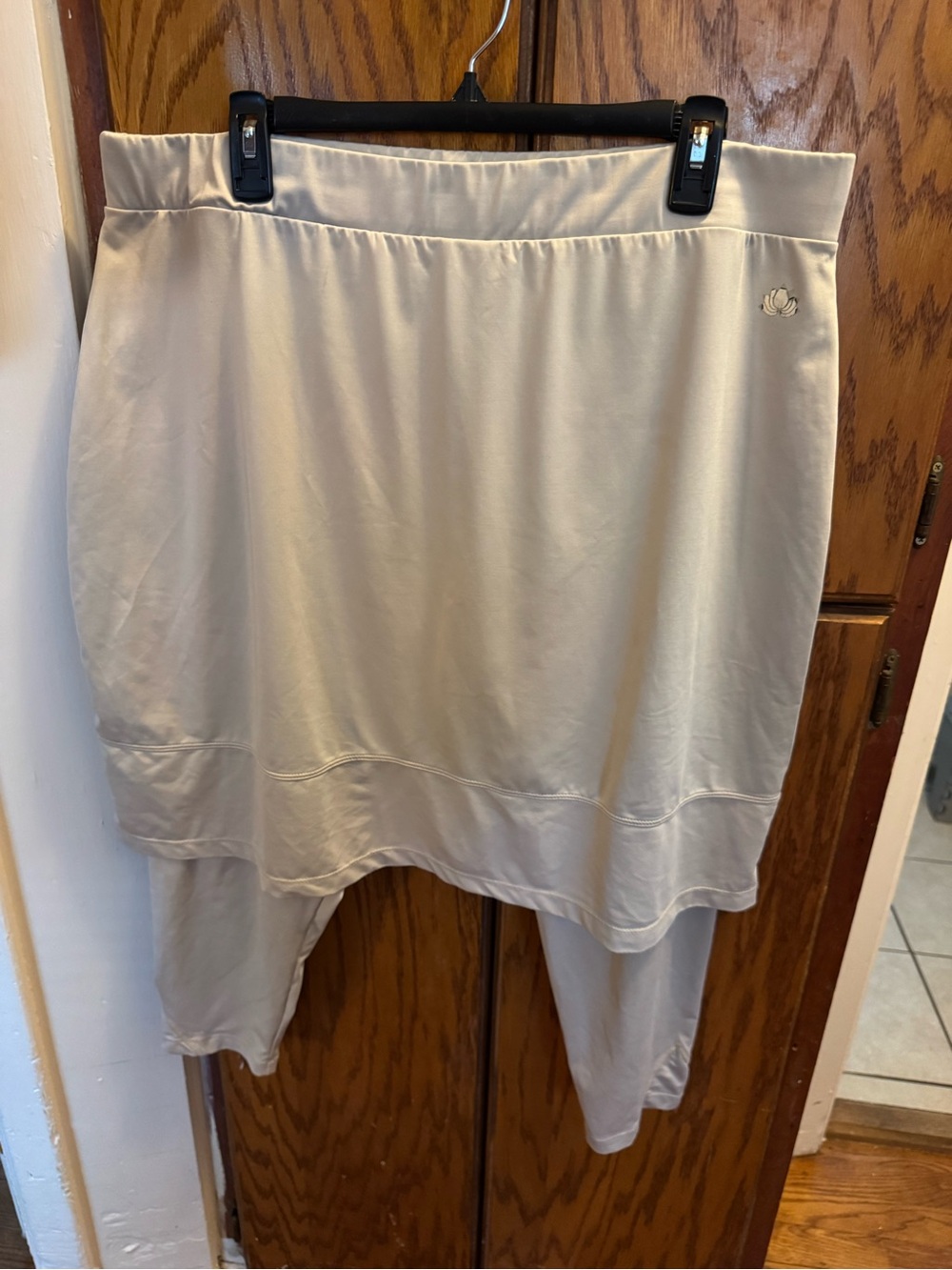 Cream colored Mesh Basic Snoga with capri-length leggings